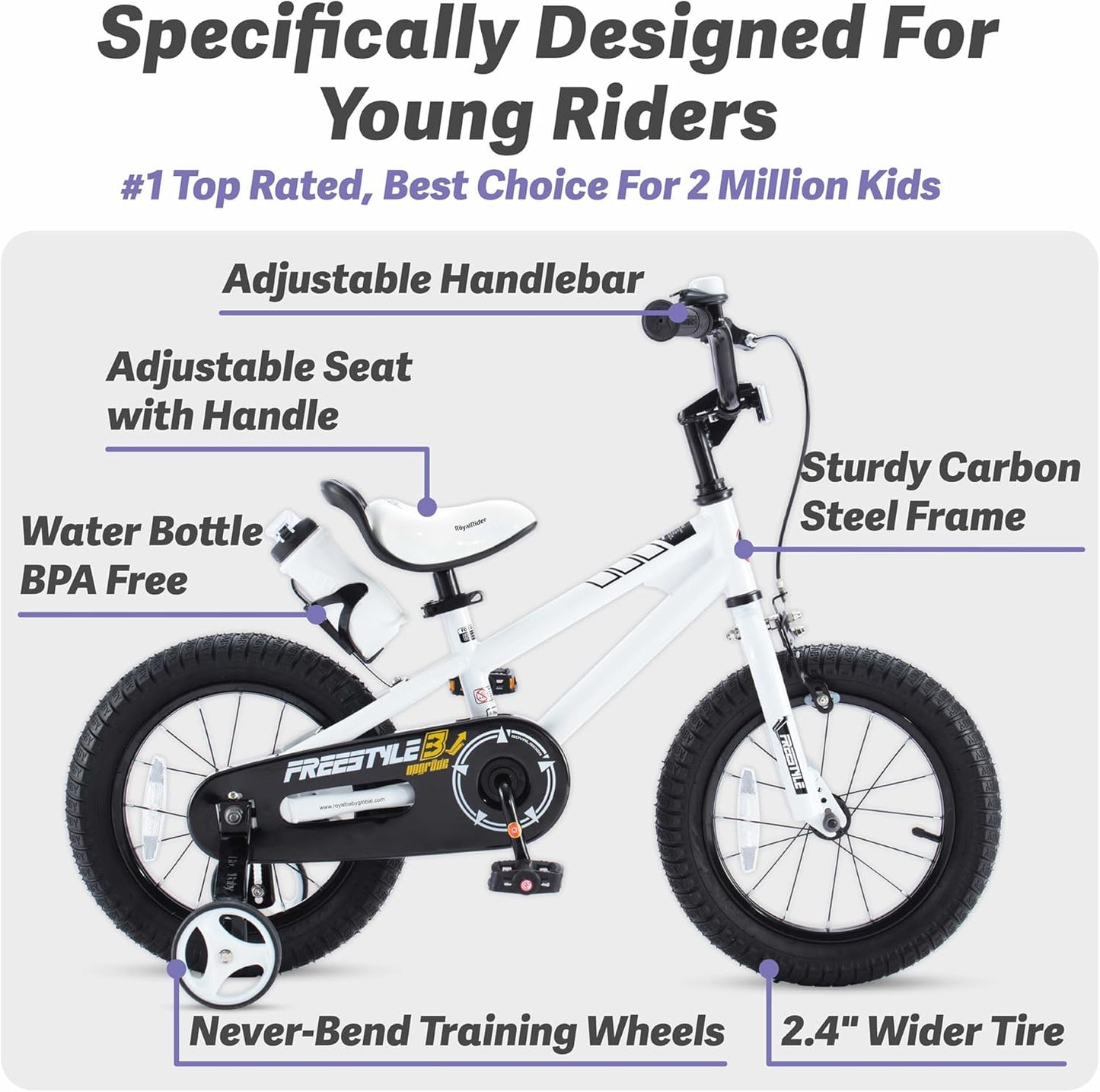 Kids Bike EZ Freestyle Training Free Balance to Pedal Easy Learning Bicycle, 12-18 Inch for Toddlers to Big Kids
