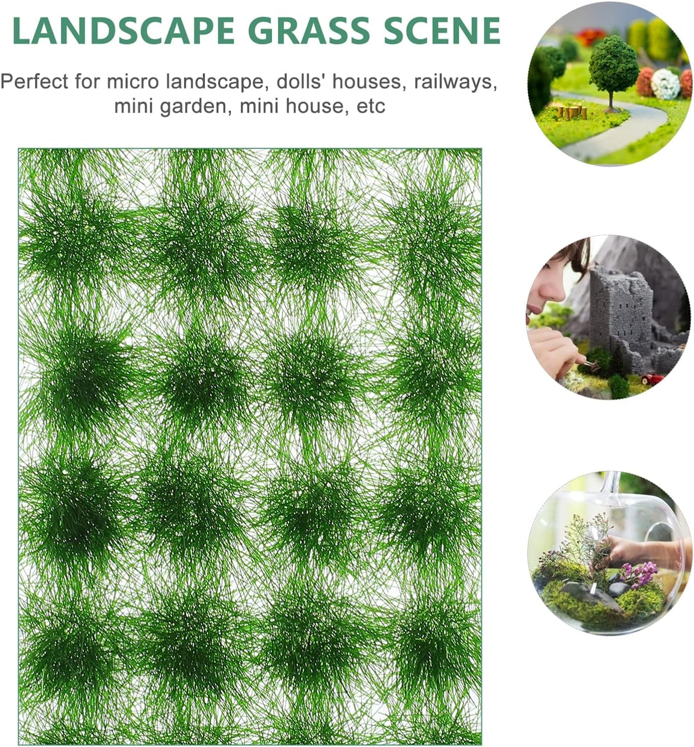 1 Box Artificial Grass Flower Cluster Tufts Green Grass Railway Grass Tufts Flower Grass Tufts Static Flower Tufts Model Grass Mat Bushes for Static Scenery Model Leaf Mini Plastic
