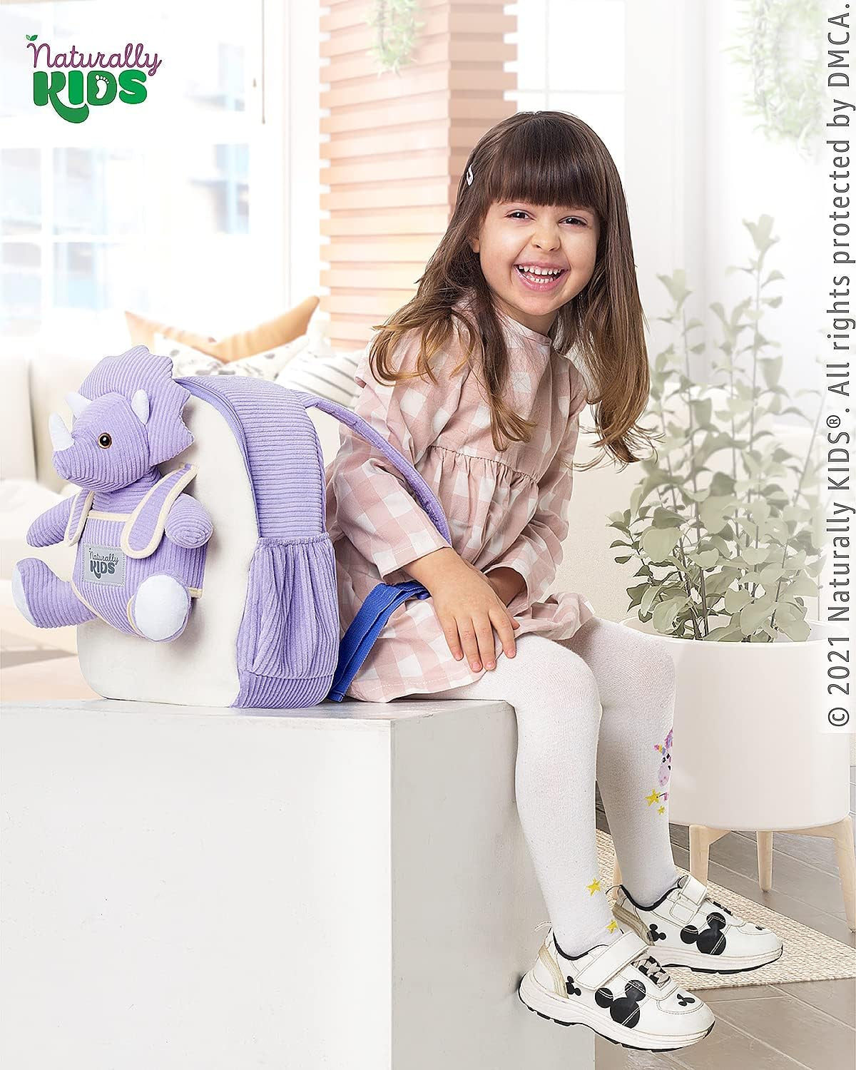Purple Dinosaur Backpack for Girls 4-5, Triceratops Backpack, Dinosaur Gifts for 4-5 Year Old Girls