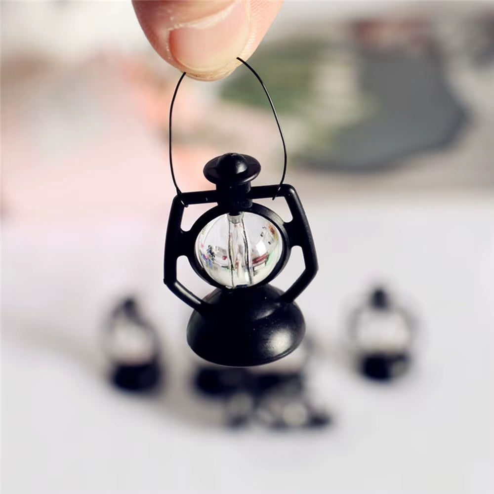 1:12 1:6 Scale Miniature Oil Lamp Dollhouse Accessories Mini Kerosene Lantern Doll House Decor Scene Ornaments Pretend Play