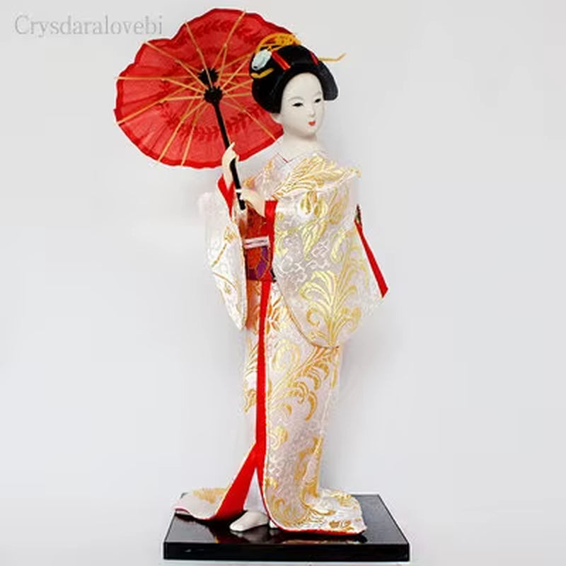 30Cm Kawaii Japanese Lovely Geisha Figurines Dolls with Beautiful Kimono New House Office Decoration Miniatures Birthday Gift