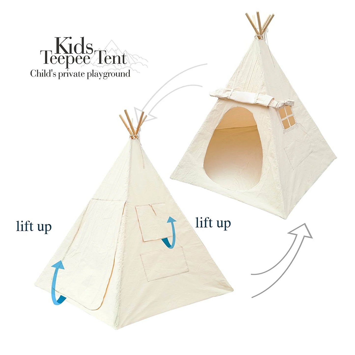Children Playhouse Canvas Teepee Kids Play House