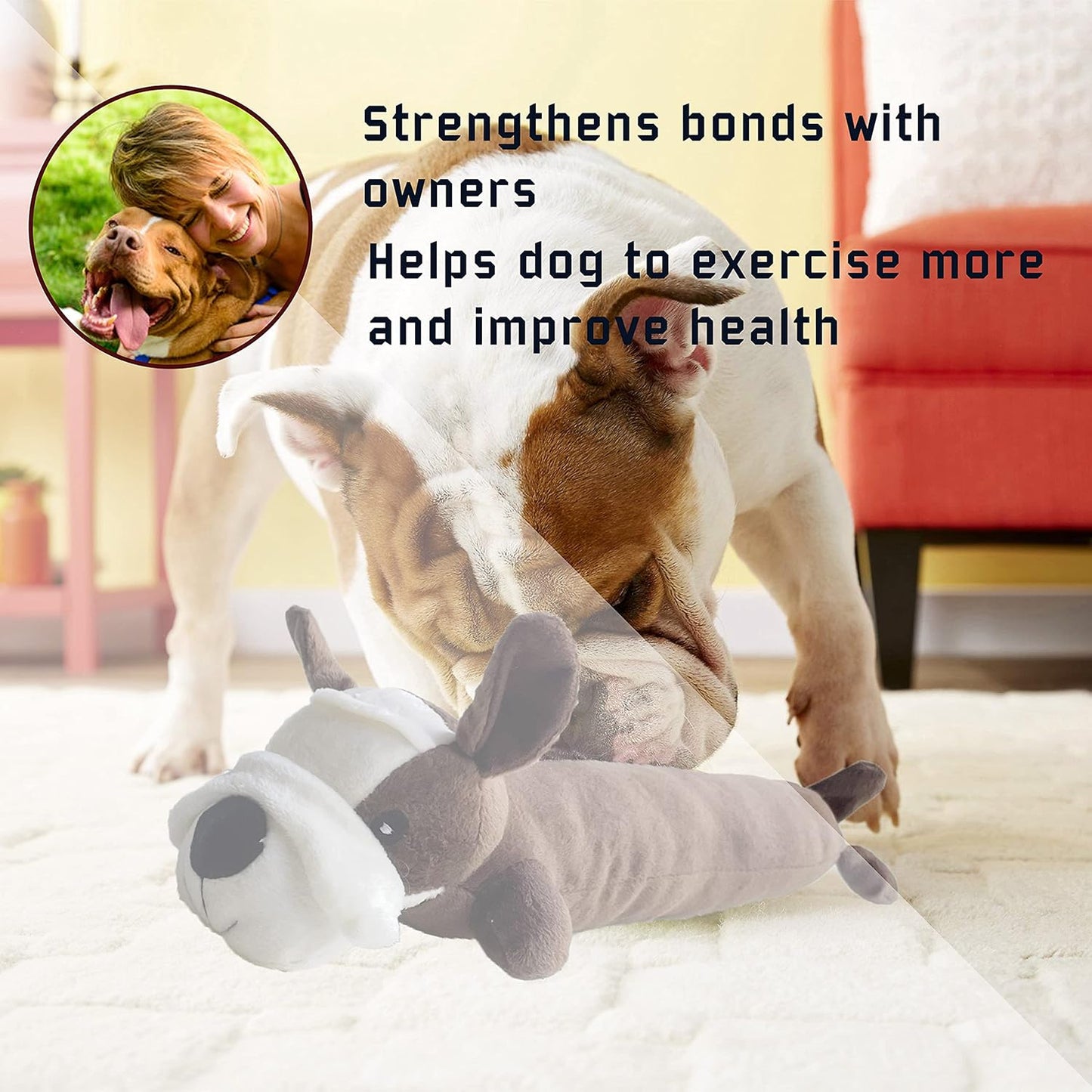 Plush Dog Toys,Squeaky Dog Toys for Small and Medium Dogs,Cute Plushies for Dogs,Durable Dog Chew Toys,Interactive Dog Stuffed Animal,Puppy Teething Chew Toys,Puppy Sleeping Buddies,White/Brown