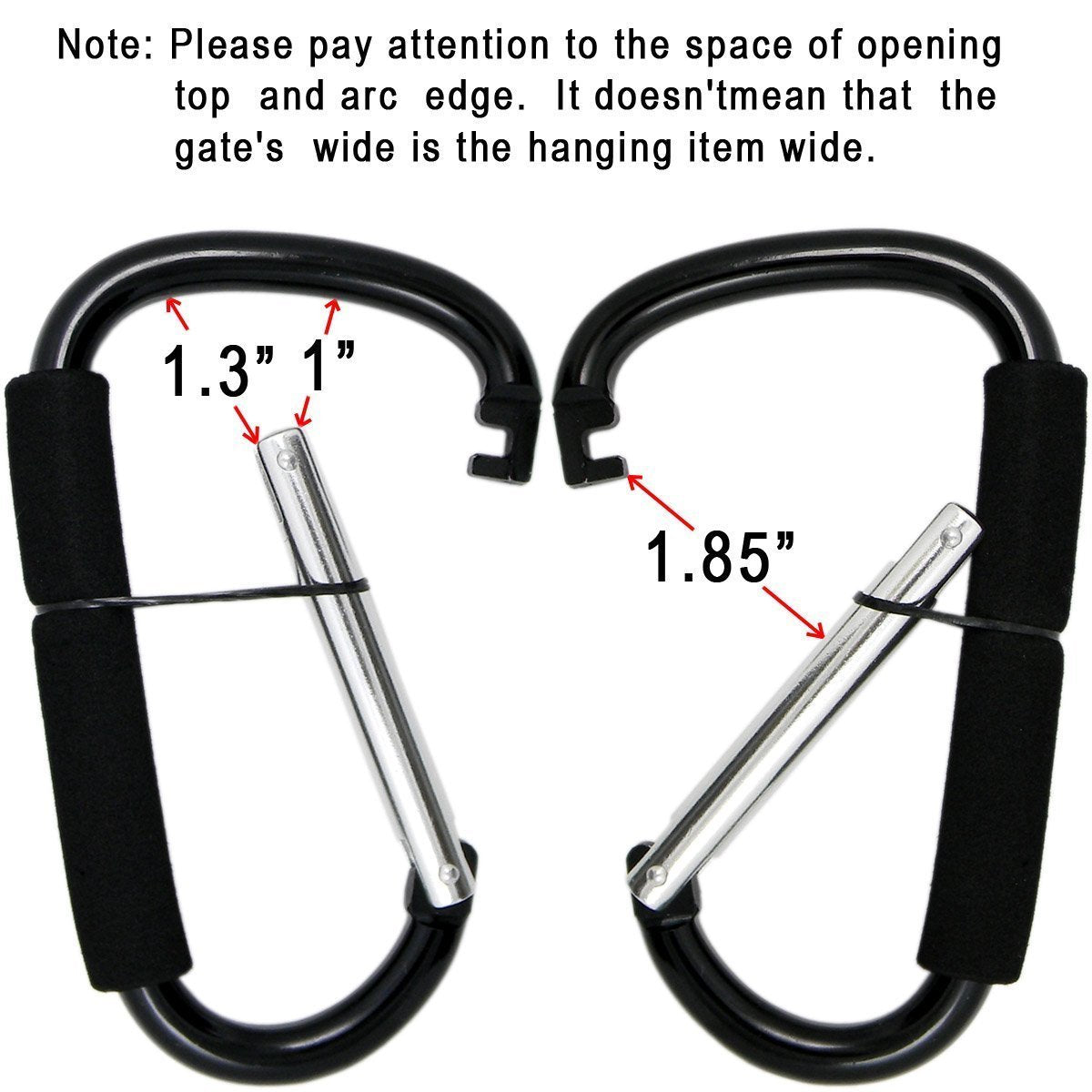 Stroller Hooks by Baby,2 Pcs Carabiner Stroller Hook Organizer for Hanging Purses, Diaper Bag, Shopping Bags. Clip Fits Single/Twin Travel Systems, Car Seats and Joggers (Black)