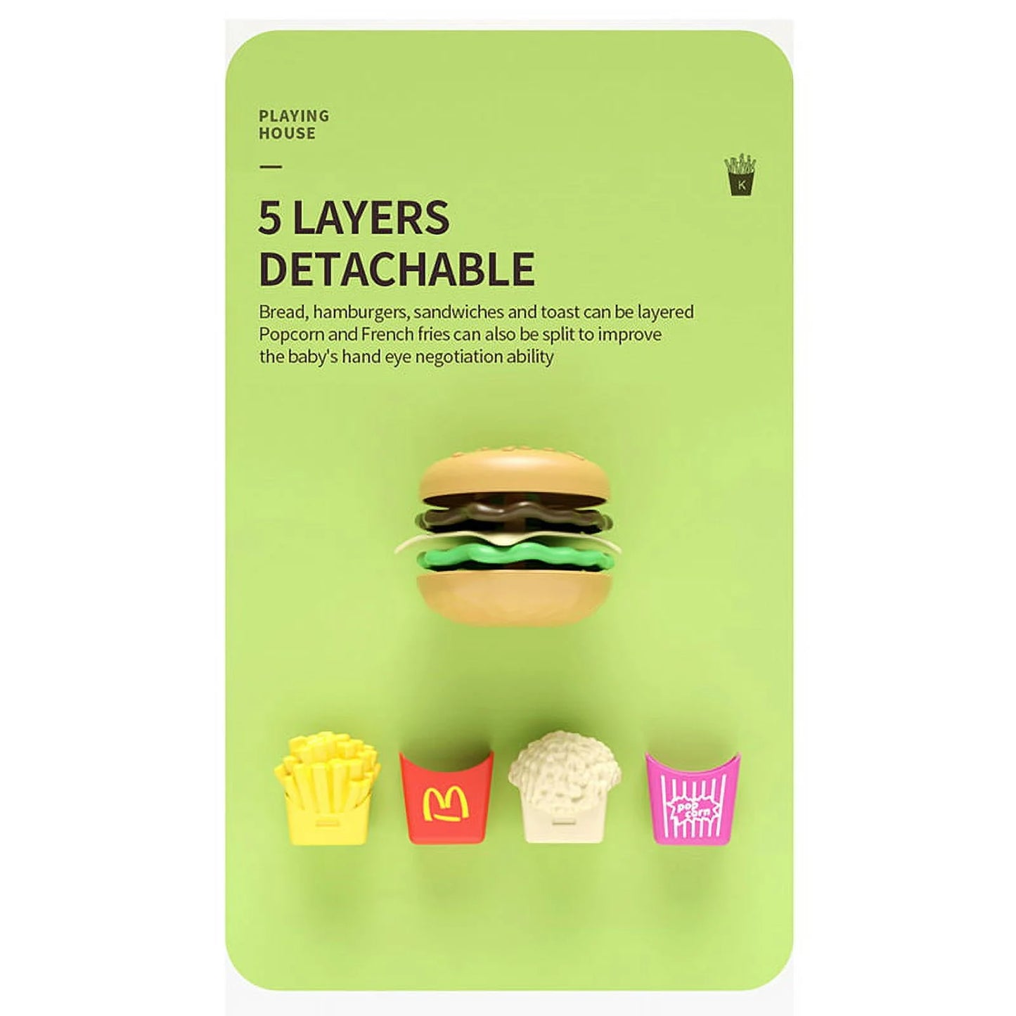 Toys Set Play House Kitchen Sandwich Fries Burger Children'S Toy DIY Fast Food