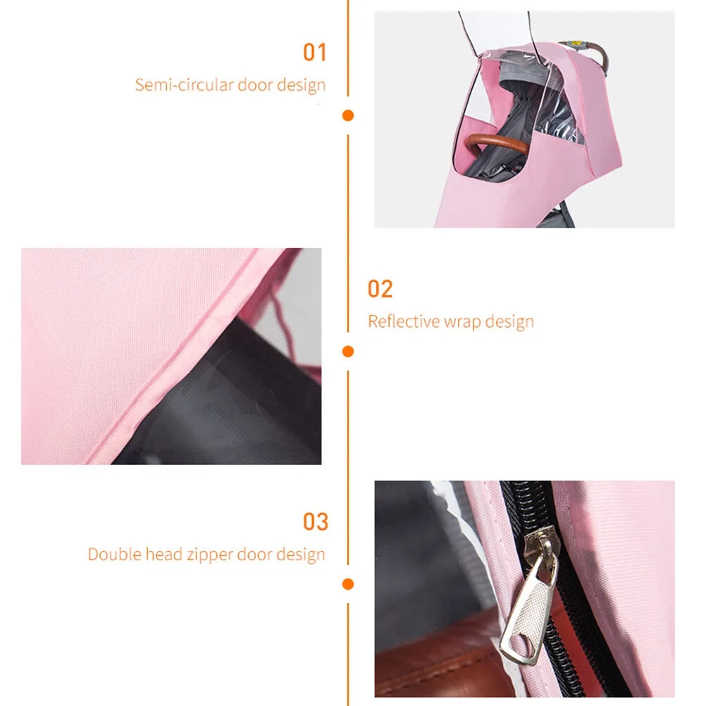 Stroller Rain Cover Windproof Baby Stroller Cover Dustproof Stroller Rain Cover Spittle-Proof Stroller Cover for Outdoor outside (Pink, without Stroller)