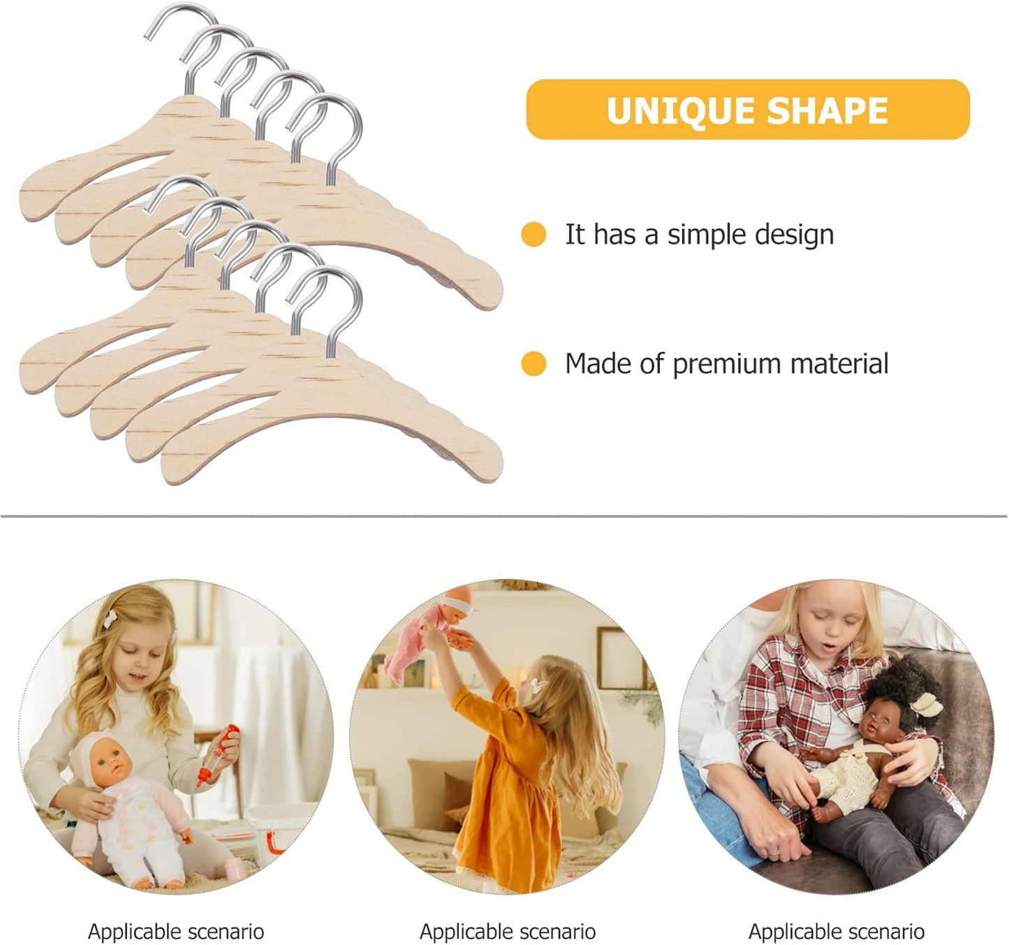 10Pcs Dolls Accessory Hanger Bjd Dolls Hanger Doll Wooden Clothes Hanger Wooden Hanger