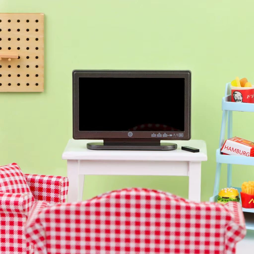 1:12 Doll House TV Remote Control Simulation Miniature Furniture Dollhouse Living Room Decor Television Gift for Girl and Boy
