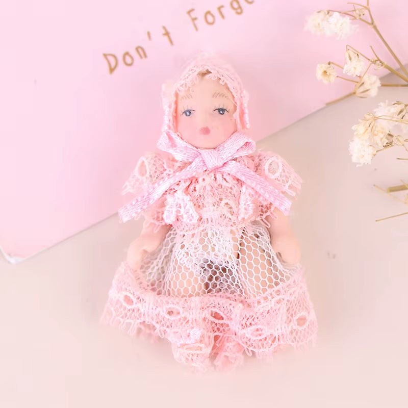 1/12 Dollhouse Miniature Porcelain Doll People Model Beautiful Youth Boy Girl Decor Doll House Toy