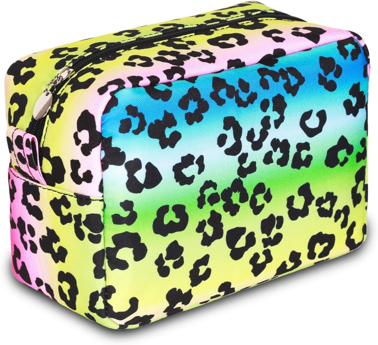 Leopard Print Makeup Bag for Women, Cheetah Daily Cosmetic Bag, Canvas Zipper Travel Stuff Beauty Bag, Western Christmas Accessories, Leopard Print Gifts (Multicolor Leopard, L)