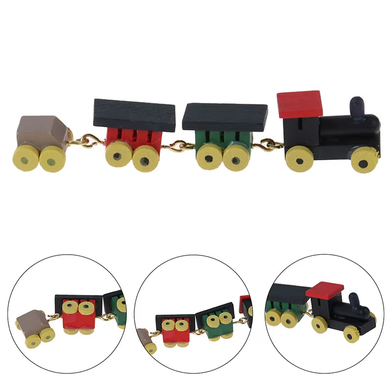1Pc Mini Wooden Train Simulation Model Toys 1/12 Dollhouse Miniature Accessories for Doll House Decoration Educational Toys