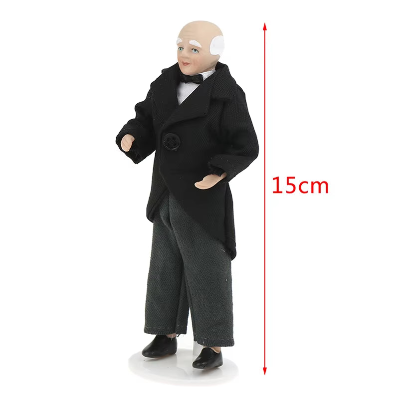 1/12 Dollhouse Miniature Porcelain Doll People Model Beautiful Youth Boy Girl Decor Doll House Toy
