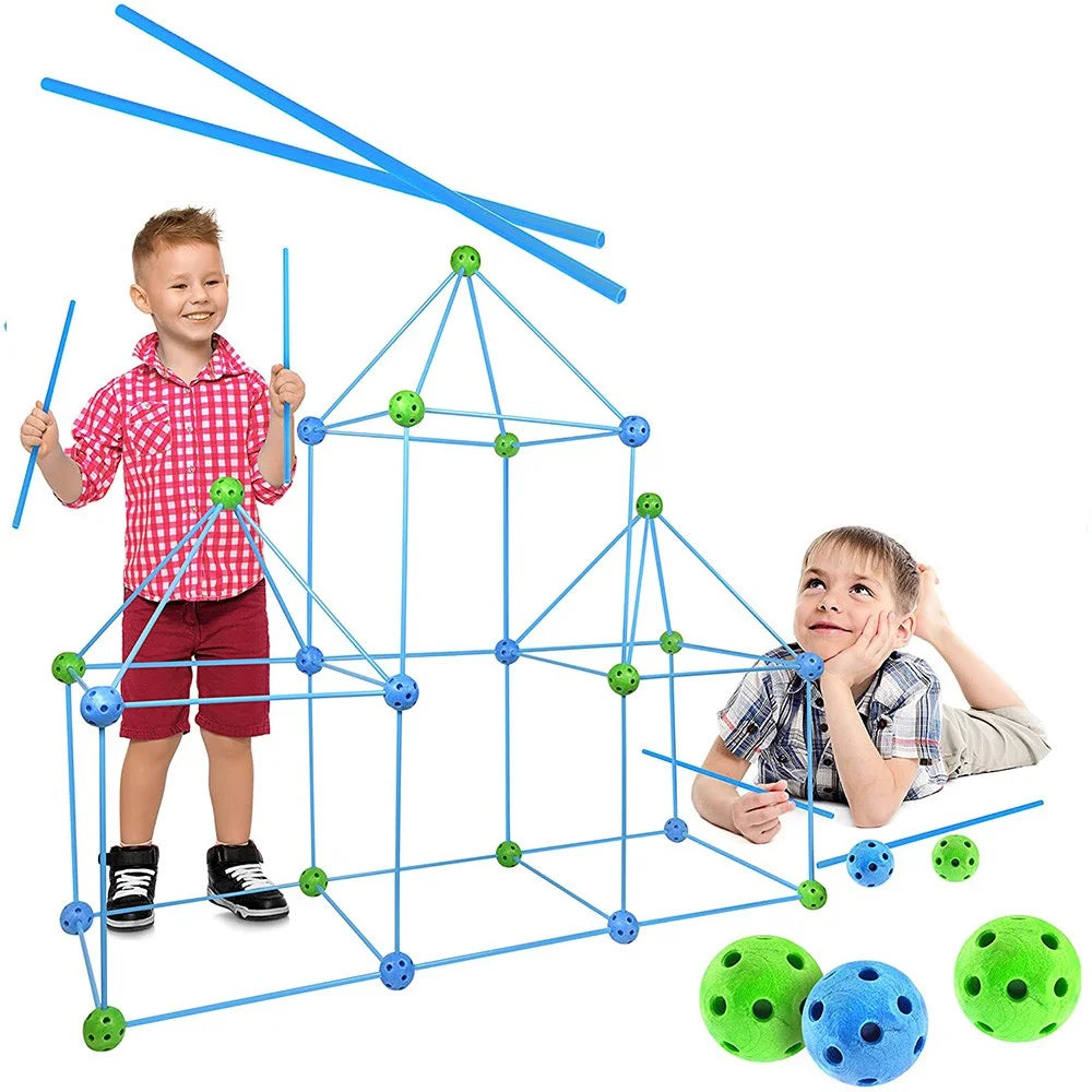 Kids Tents DIY Play Tent for Kids, Castles Tunnels Rocket Tower Indoor Outdoor, Fort Building Kits
