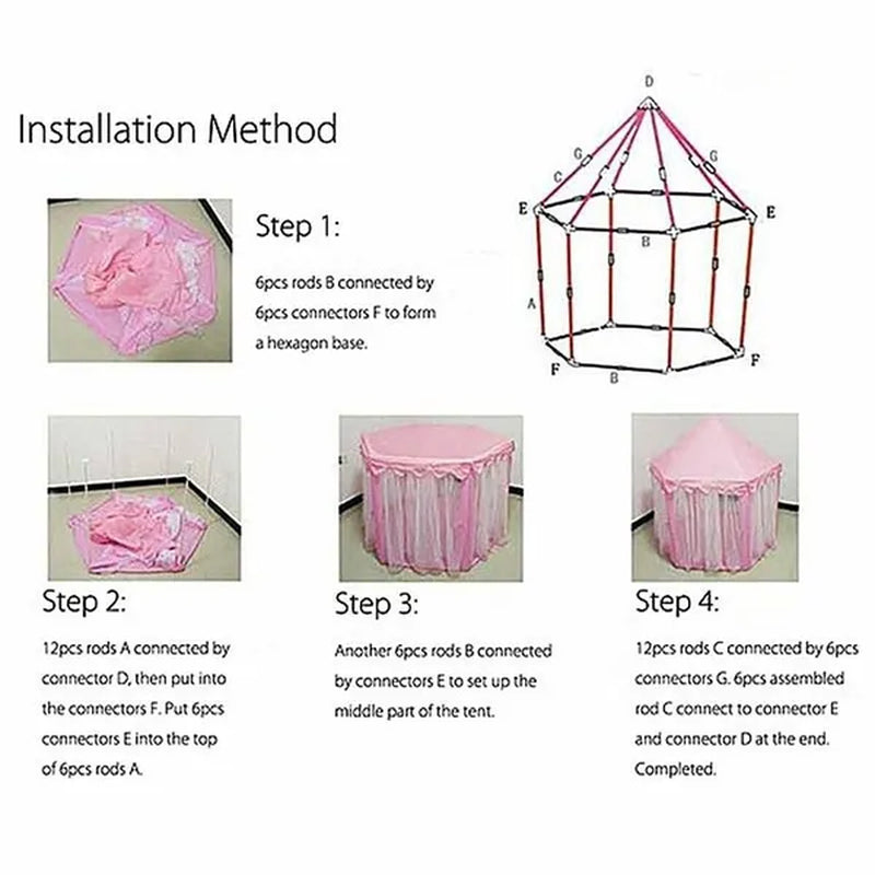 Folding Princess Castle Tent Kids Outdoor Funny Play House Canopy Tent