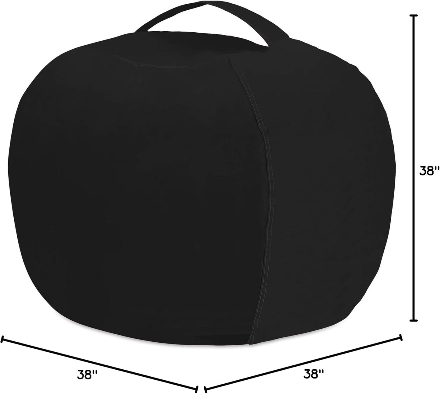 Posh Stuffable Kids Stuffed Animal Storage Bean Bag Chair Cover - Childrens Toy Organizer, Large 38" - Solid Black