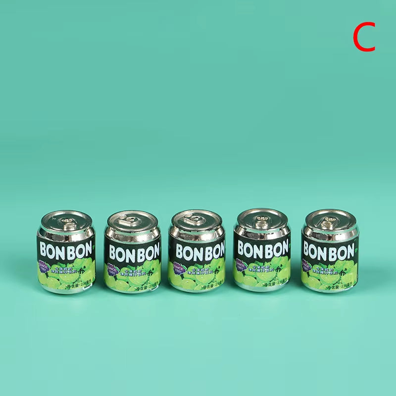 2021 New 5Pcs 1/12 Mini Cute Miniature Doll House Fruit Drink Can Bottle Food Accessories for Doll House Decoration