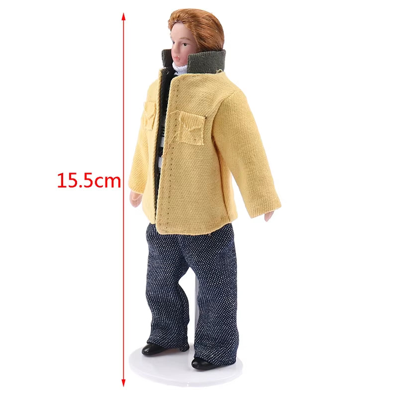 1/12 Dollhouse Miniature Porcelain Doll People Model Beautiful Youth Boy Girl Decor Doll House Toy