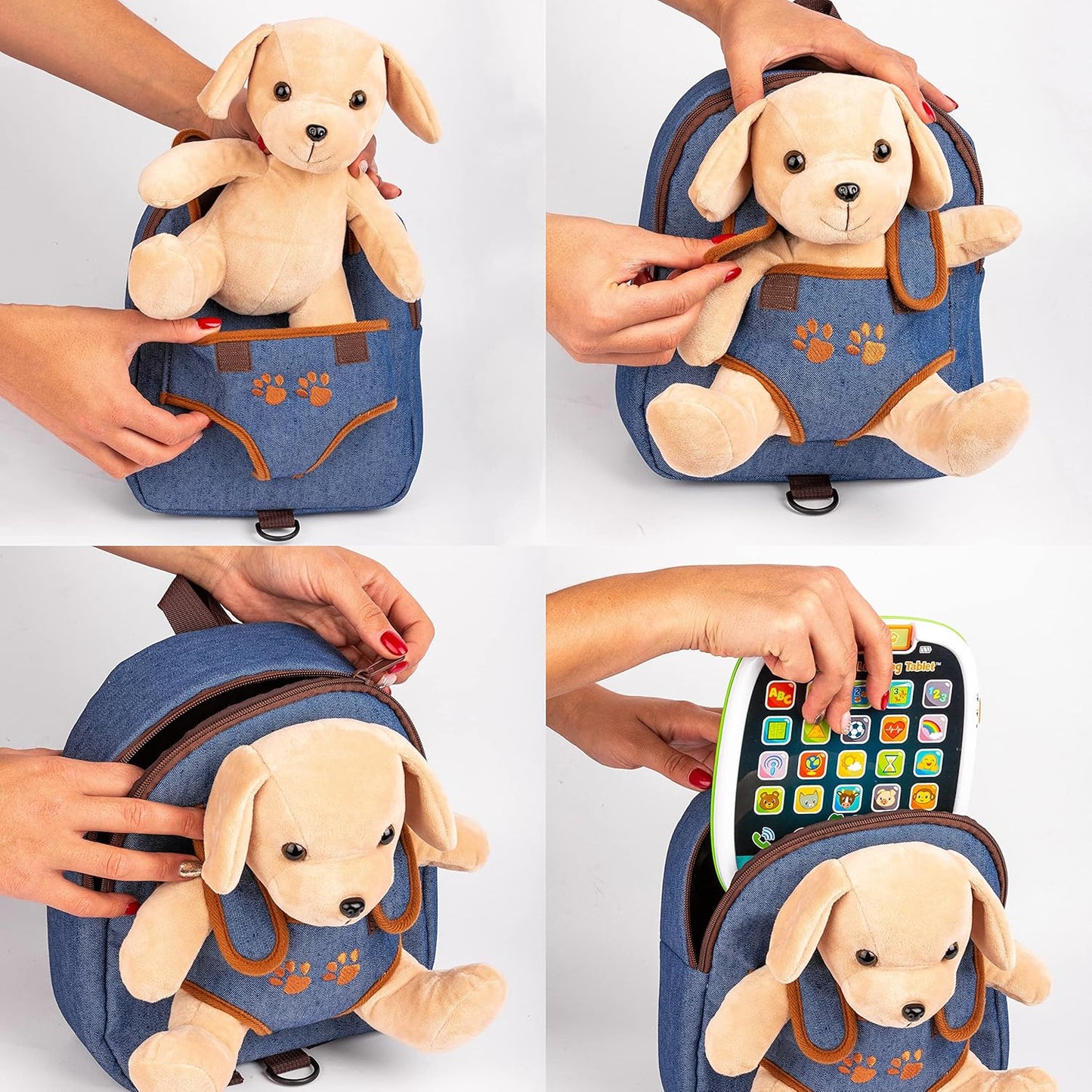 Cute Dog Toy Toddler Backpack with Leash Kids Stuffed Animal Toy Backpack for Boys and Girls Ages 2 to 5 with Plush Puppy