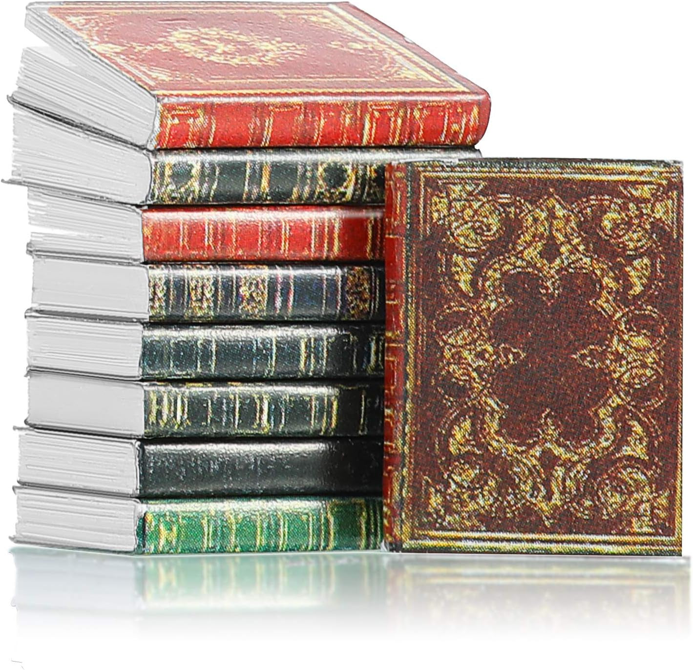 16 Pieces 1:12 Scale Miniatures Dollhouse Books Timeless Mini Books Notebook Model Dollhouse Decoration Accessories for Study Room Bedroom Library(Retro Style)