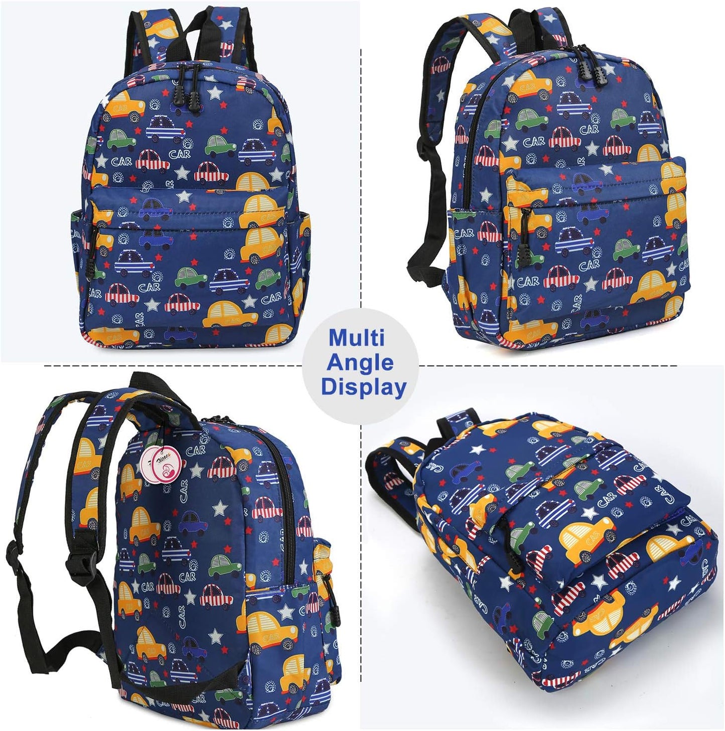 Children'S Cute Canvas Backpack Toddler Backpack (M, Blue Car)