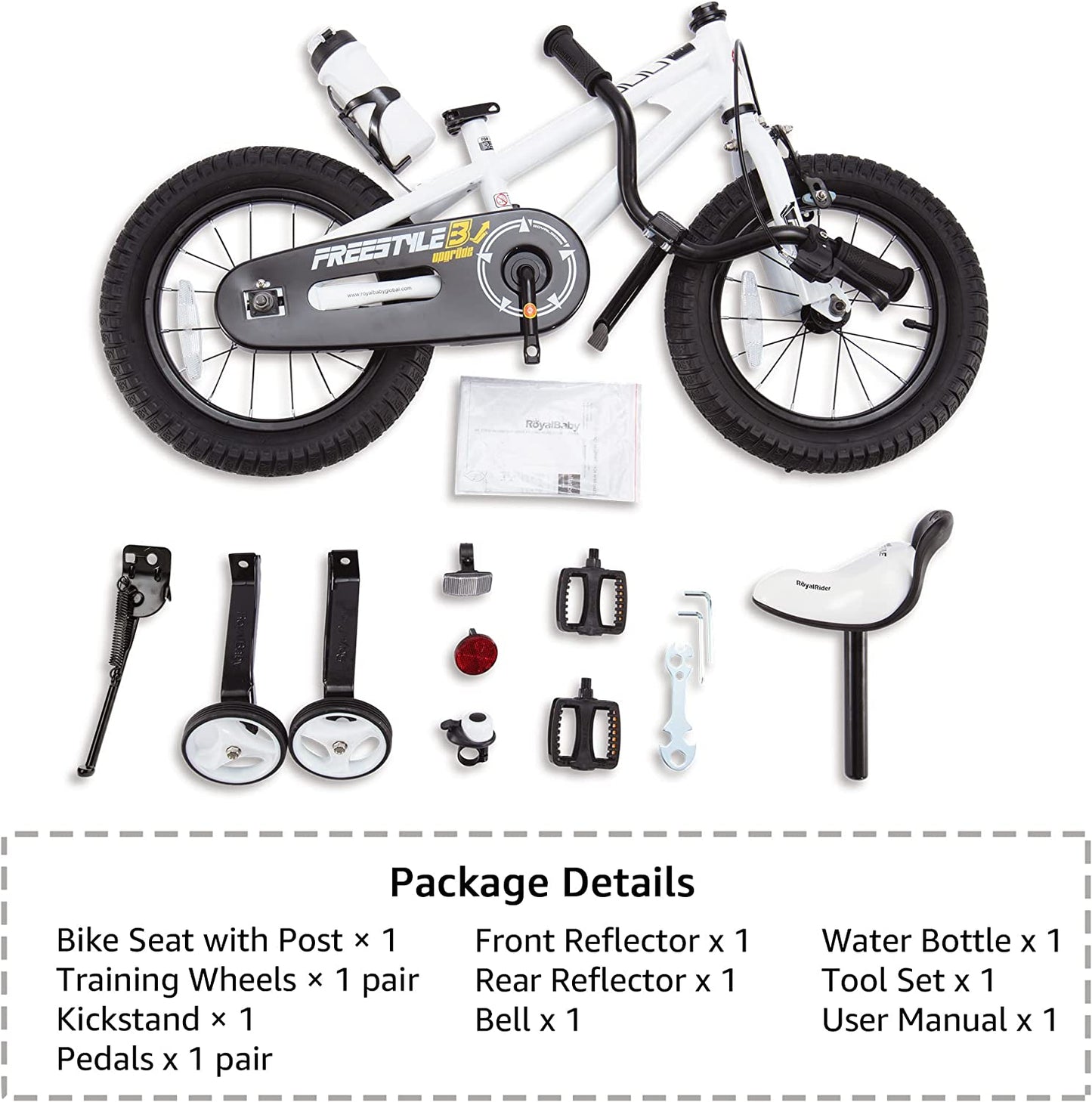 Kids Bike EZ Freestyle Training Free Balance to Pedal Easy Learning Bicycle, 12-18 Inch for Toddlers to Big Kids