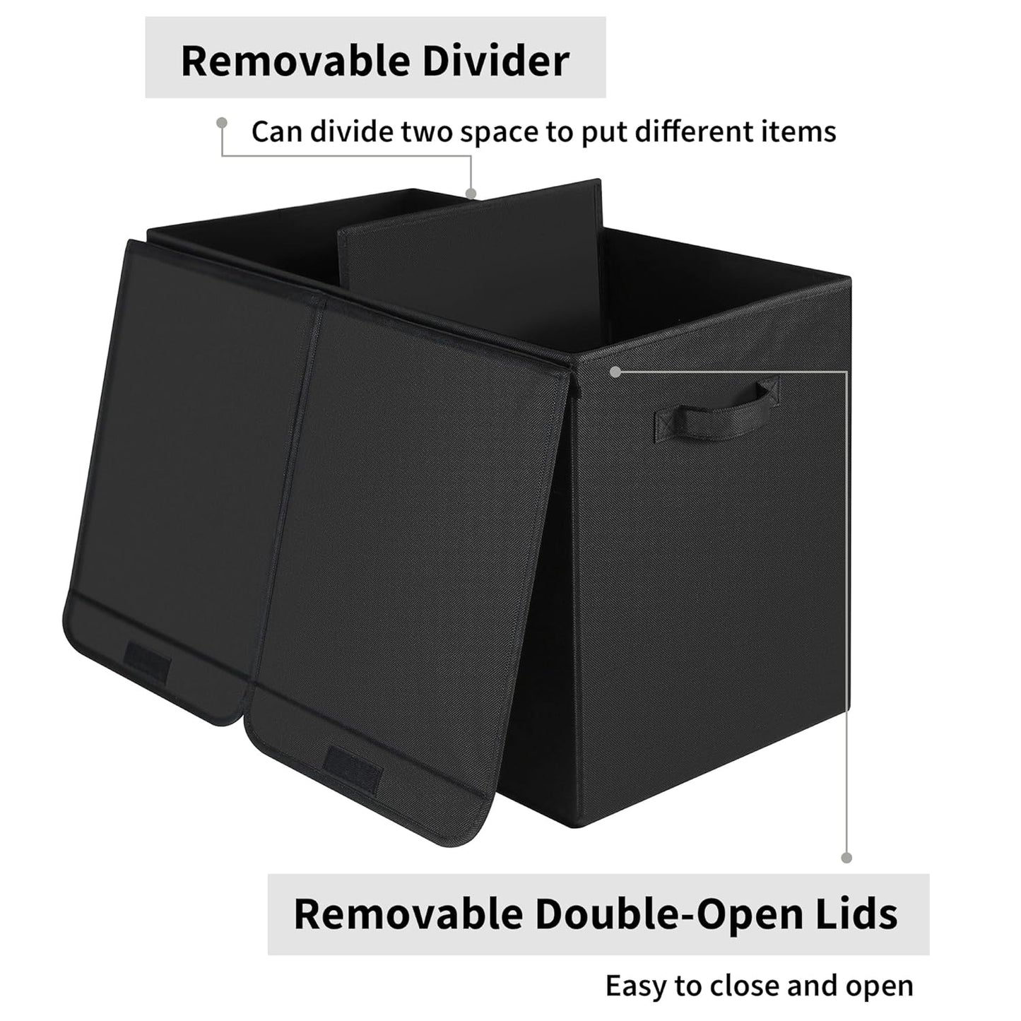 Toy Chest with Lids, Foldable Toy Storage Organizer with Handles, Stuffed Animal Storage for Nursery Room Playroom, Living Room, Large Toy Box for Boys and Girls, Black