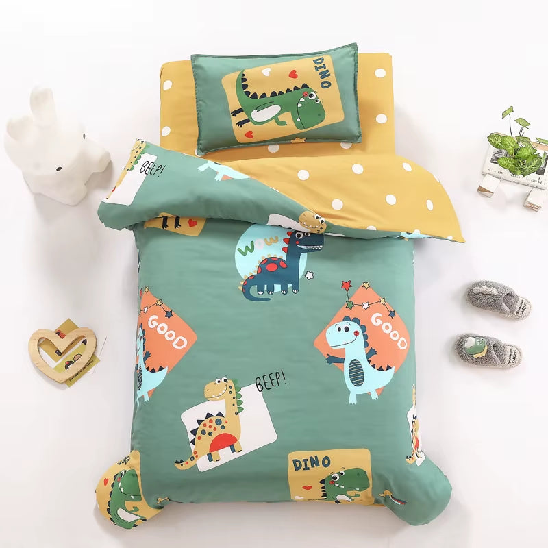 Children'S Cotton Three-Piece Set Kindergarten Nap Cartoon Bed Sheet Quilt Cover Cotton Bedding Kit Pillowcase CP27