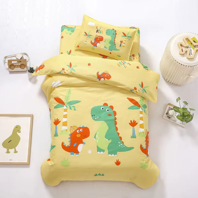 Children'S Cotton Three-Piece Set Kindergarten Nap Cartoon Bed Sheet Quilt Cover Cotton Bedding Kit Pillowcase CP27