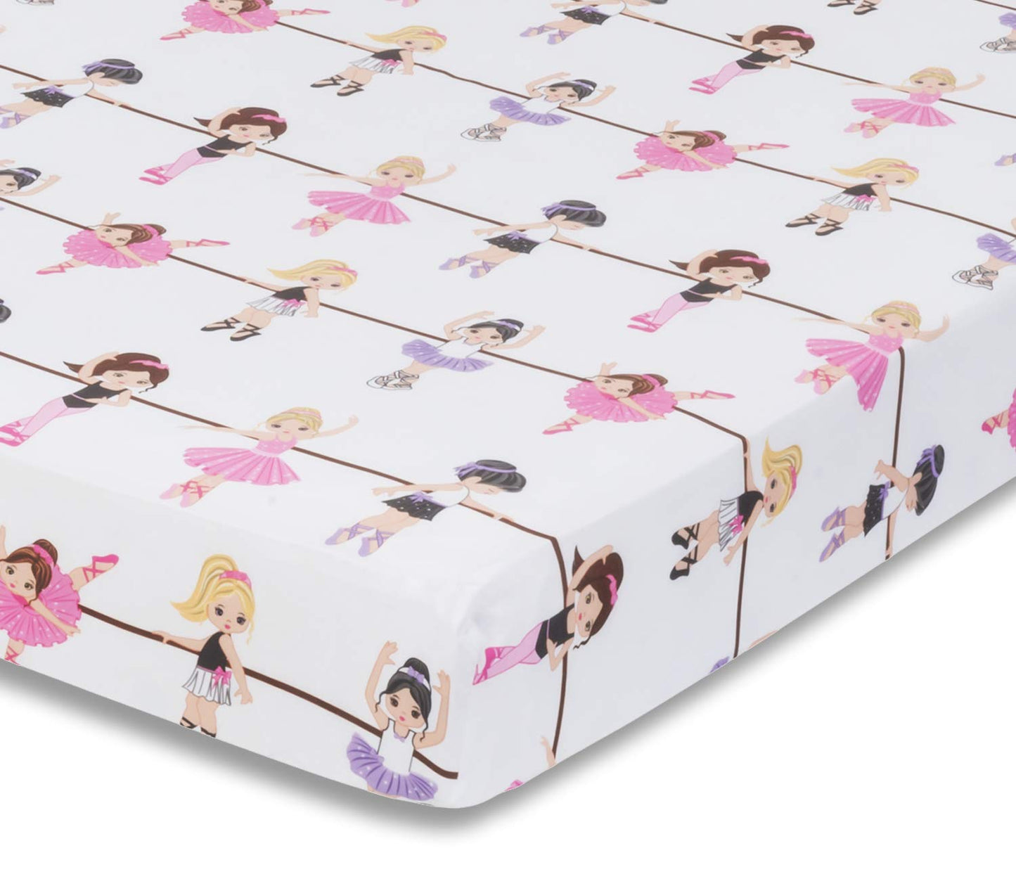 Baby Girl Fitted Crib Sheet Born to Dance Ballerina, 100% Soft Breathable Microfiber Baby Sheet, Fits Standard Size Crib Mattress 28In X 52In, Nursery Sheet
