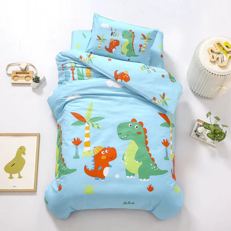 Children'S Cotton Three-Piece Set Kindergarten Nap Cartoon Bed Sheet Quilt Cover Cotton Bedding Kit Pillowcase CP27
