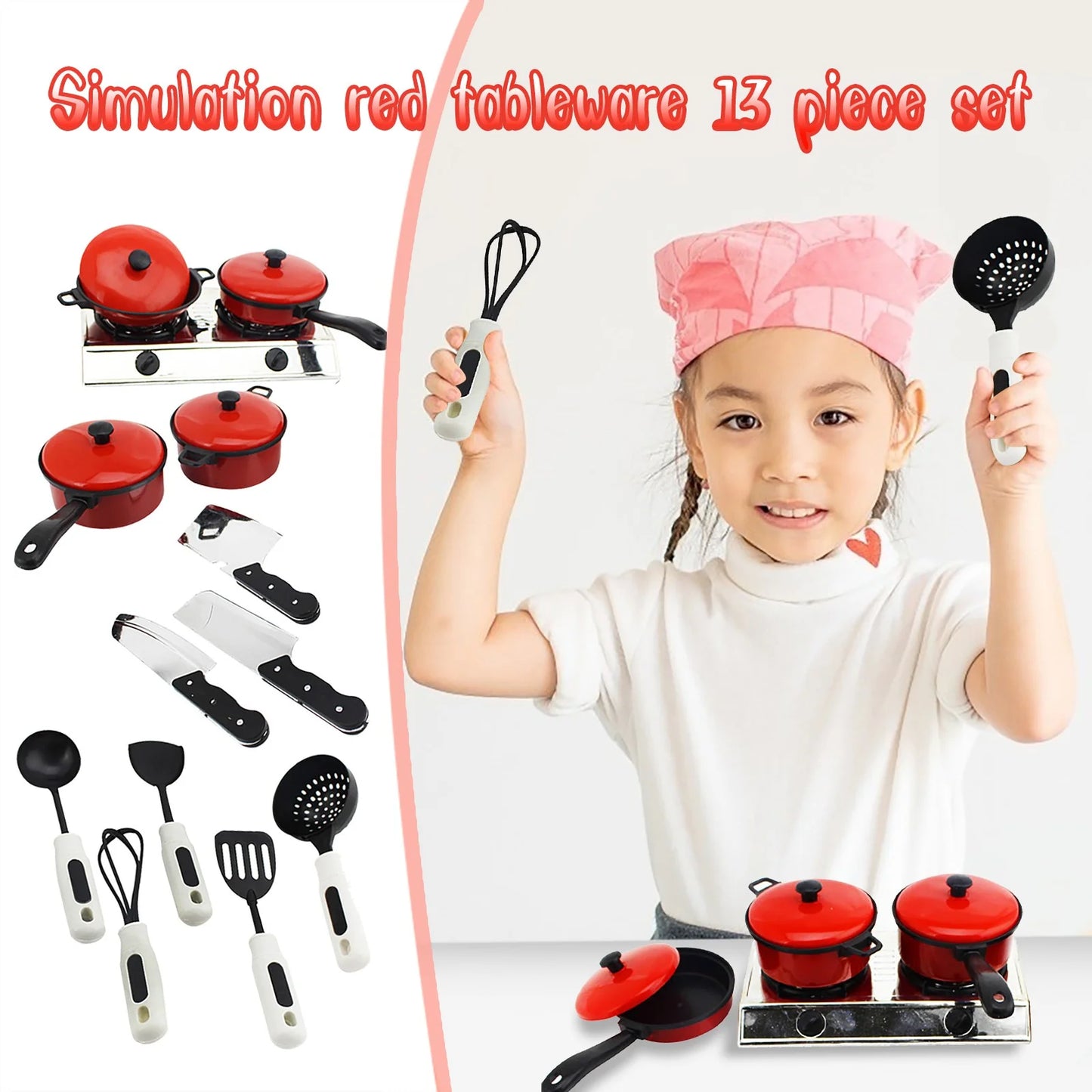 Play Kitchen Playset Pretend Food - 13 Pcs Kitchen Toys for Toddlers, Toy Accessories Toddler Set / Real Sounds, Toddler Outdoor Playset for Kids, Girls & Boys