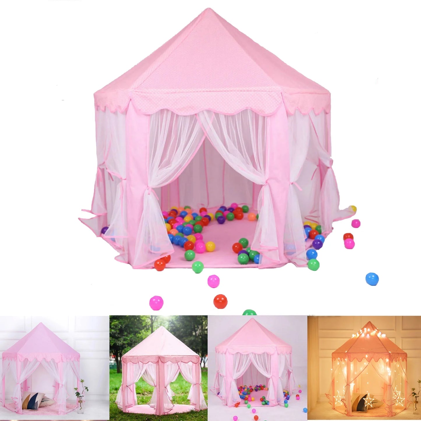 Princess Castle Play House Children Fun Netting Kids Play Tent-Pink