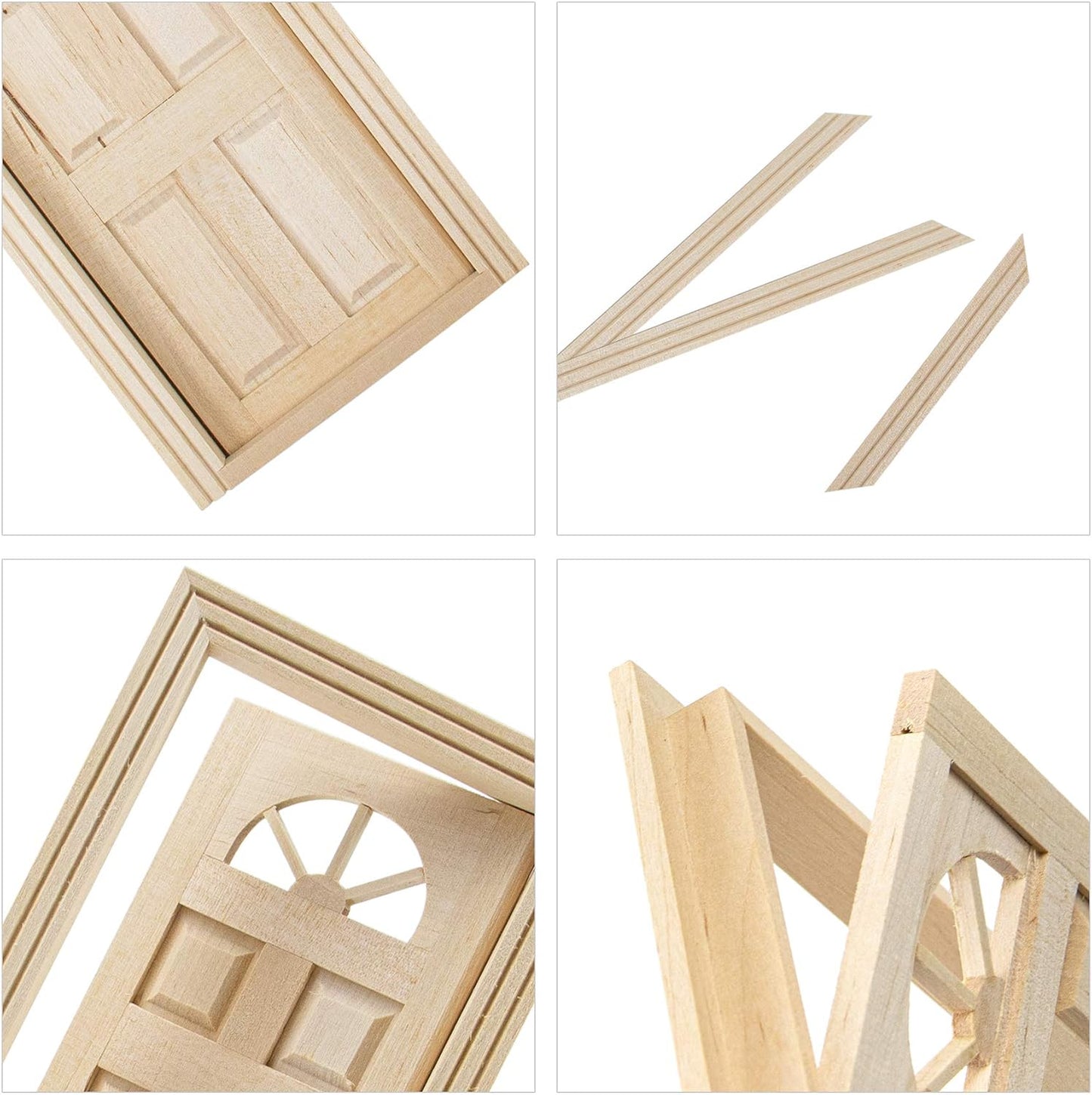 , 1:12 Dollhouse Miniature Furniture Unpaint Wooden Doors for DIY Scene Doll Home Craft (6 Panel Style B)