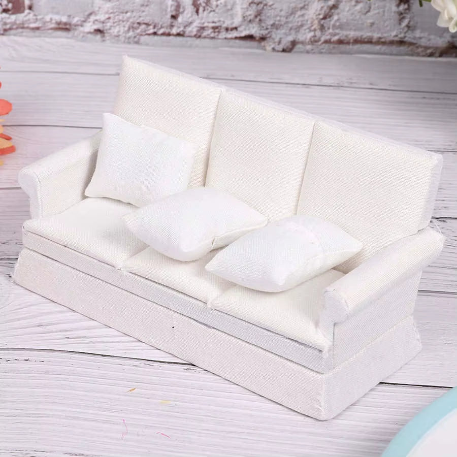 1:12 Mini Dollhouse Furniture Sofa Simulation Miniature Living Room Chairs Kids Pretend Play DIY Doll House Decor