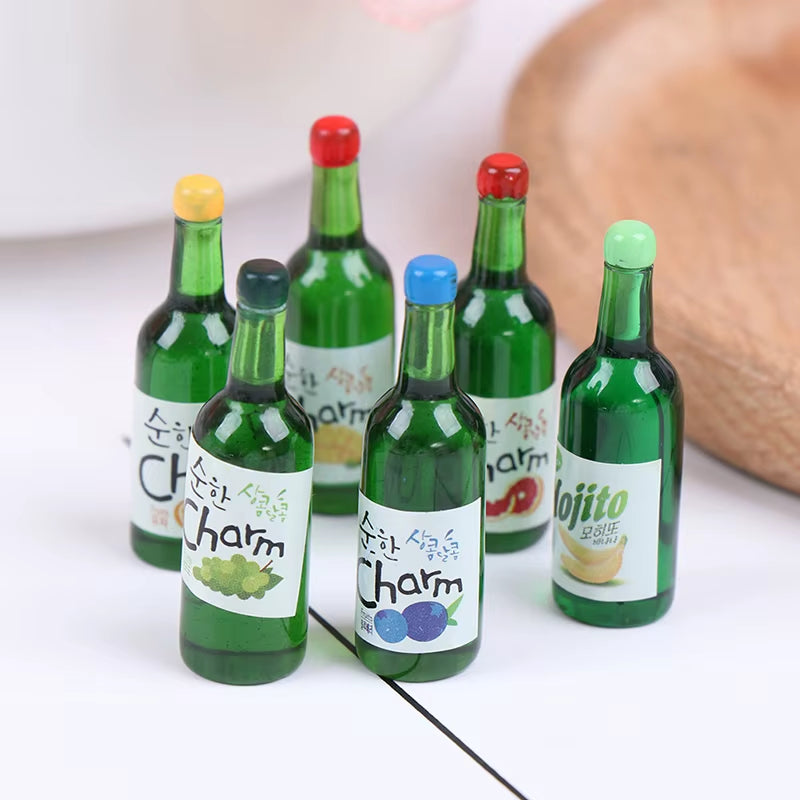 3/5/6/8/10Pcs 1/12 Dollhouse Miniature Resin Bottle Simulation Wine Bottle Beverage Bottle Model Dollhouse Accessories