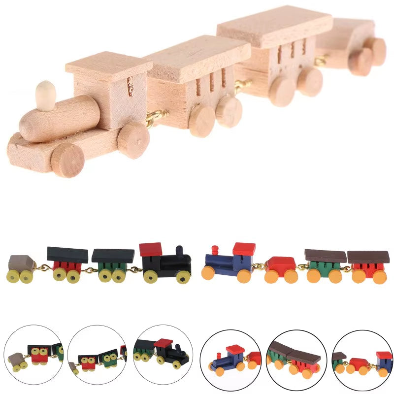 1Pc Mini Wooden Train Simulation Model Toys 1/12 Dollhouse Miniature Accessories for Doll House Decoration Educational Toys