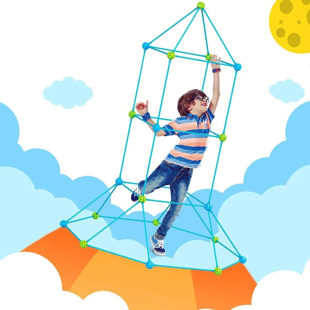 Kids Tents DIY Play Tent for Kids, Castles Tunnels Rocket Tower Indoor Outdoor, Fort Building Kits