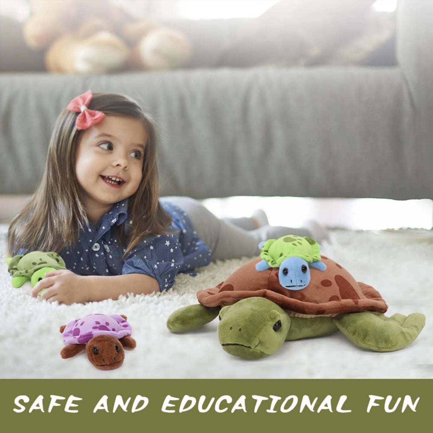 Sea Turtle Stuffed Animal Plush Turtle with 3 Babies