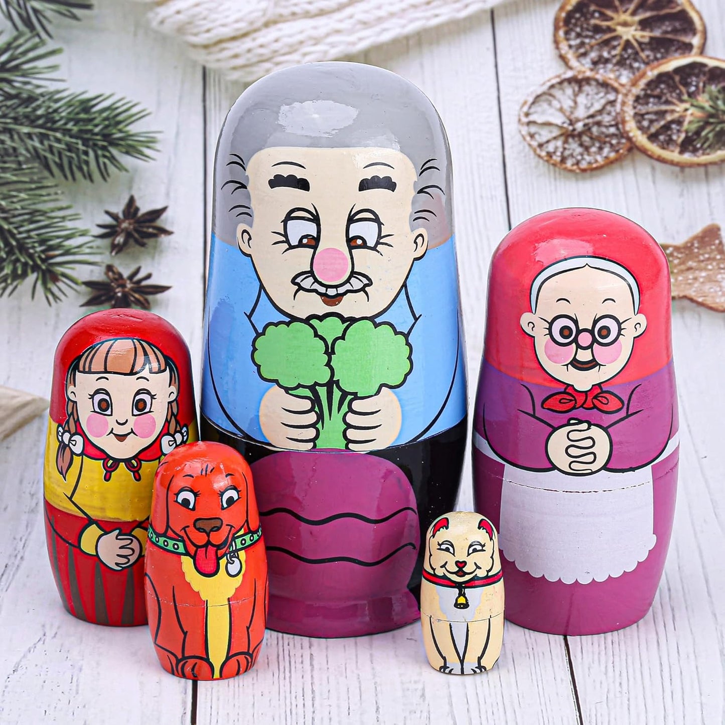 5Pcs Handmade Wooden Russian Nesting Dolls, DIY Blank Nesting Dolls, Matryoshka Dolls Christmas Birthday Gift
