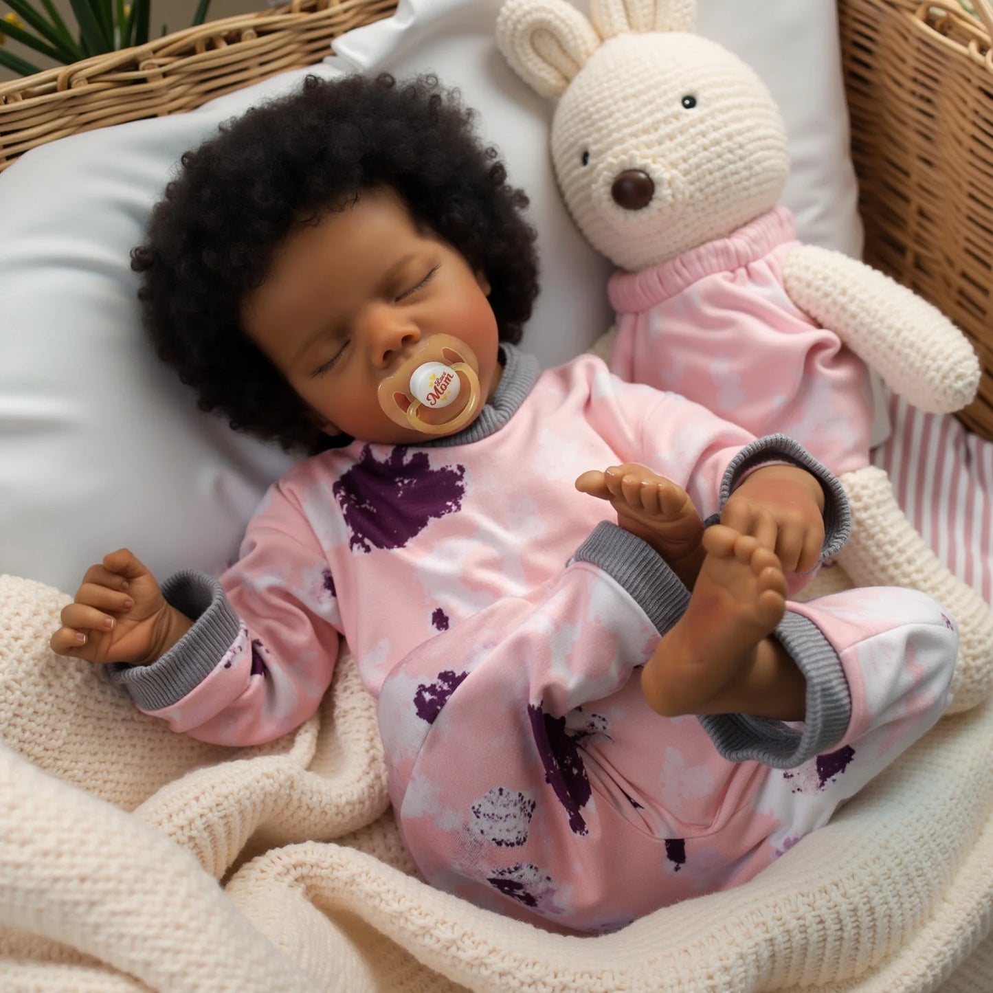 17 Inch Reborn Baby Dolls Newborn Baby Dolls African American Real Lifelike Doll for Age 3+