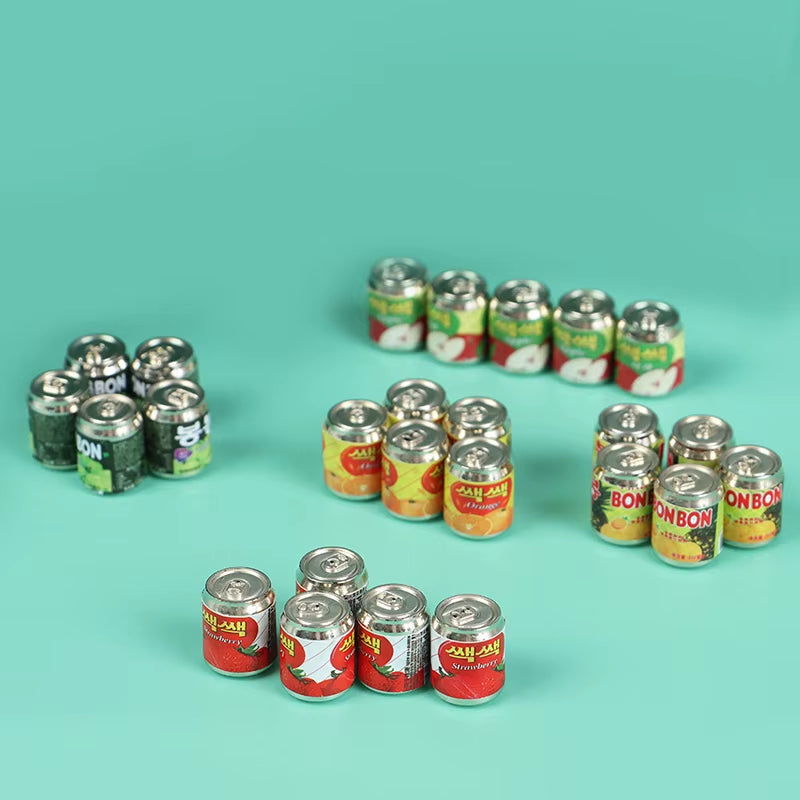2021 New 5Pcs 1/12 Mini Cute Miniature Doll House Fruit Drink Can Bottle Food Accessories for Doll House Decoration