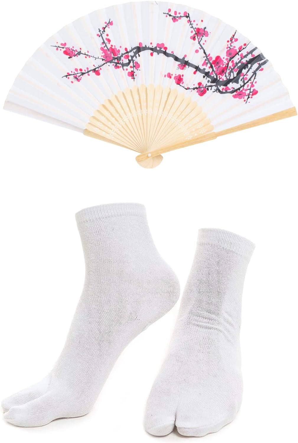 Japanese Anime Women'S Kimono Robe Geisha Yukata Sweet Dress Blossom Satin Bathrobe Sleepwear Fans Tabi Socks Set
