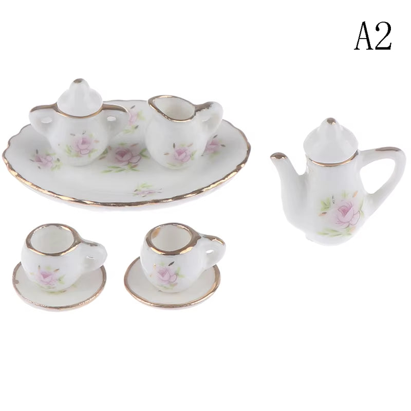 29 Styles Ceramic Cup Set Scale 1:12 Doll House Miniature Porcelain Tea Cup Set Tableware Kitchen Dollhouse Teapot DIY Toys