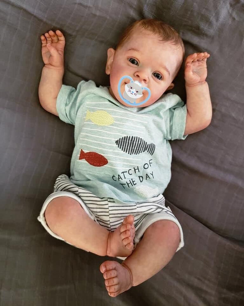 Reborn Toddler Realistic Baby Boy Doll Handmade 24 Inch Soft Vinyl Newborn Baby Dolls That Look Real Silicone Babies with Clothes and Accessories Gift for Kids