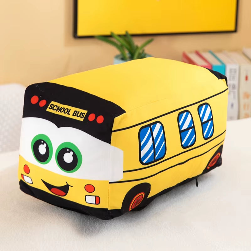 Emulational Cute School Bus Plush Toy Pillow Cartoon Artificial Soft Stuffed Dolls Baby Kids Gift Cute Lovely Stuffed Dolls