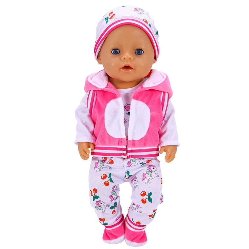 Doll Outfit for 17 Inch 43 Cm Dolls Unicorn Clothes for Baby Born Dolls 5PCS DIY Suit Dolls Accessories Baby Birthday Gift Toy