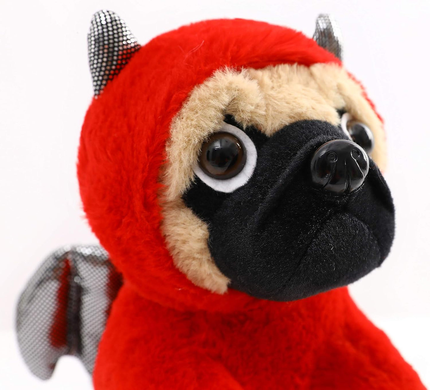 Pug Devil Stuffed Animal Pug Dog Wearing Devil Costume Plushies Pug Dressed as Demon Funny Plush Toys for Kids Stuffed Puppy Animals for Kids and Lover 12 Inch