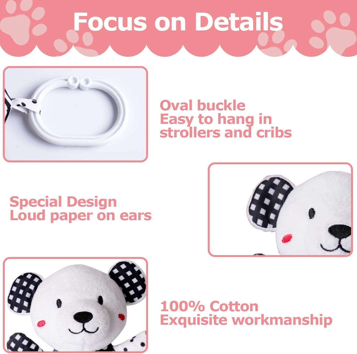 Baby Toy Cartoon Animal Stuffed Hanging Rattle Toys, Baby Bed Crib Car Seat Travel Stroller Soft Plush Toys with Wind Chimes, Best Birthday Gift for Newborn 0-18 Month