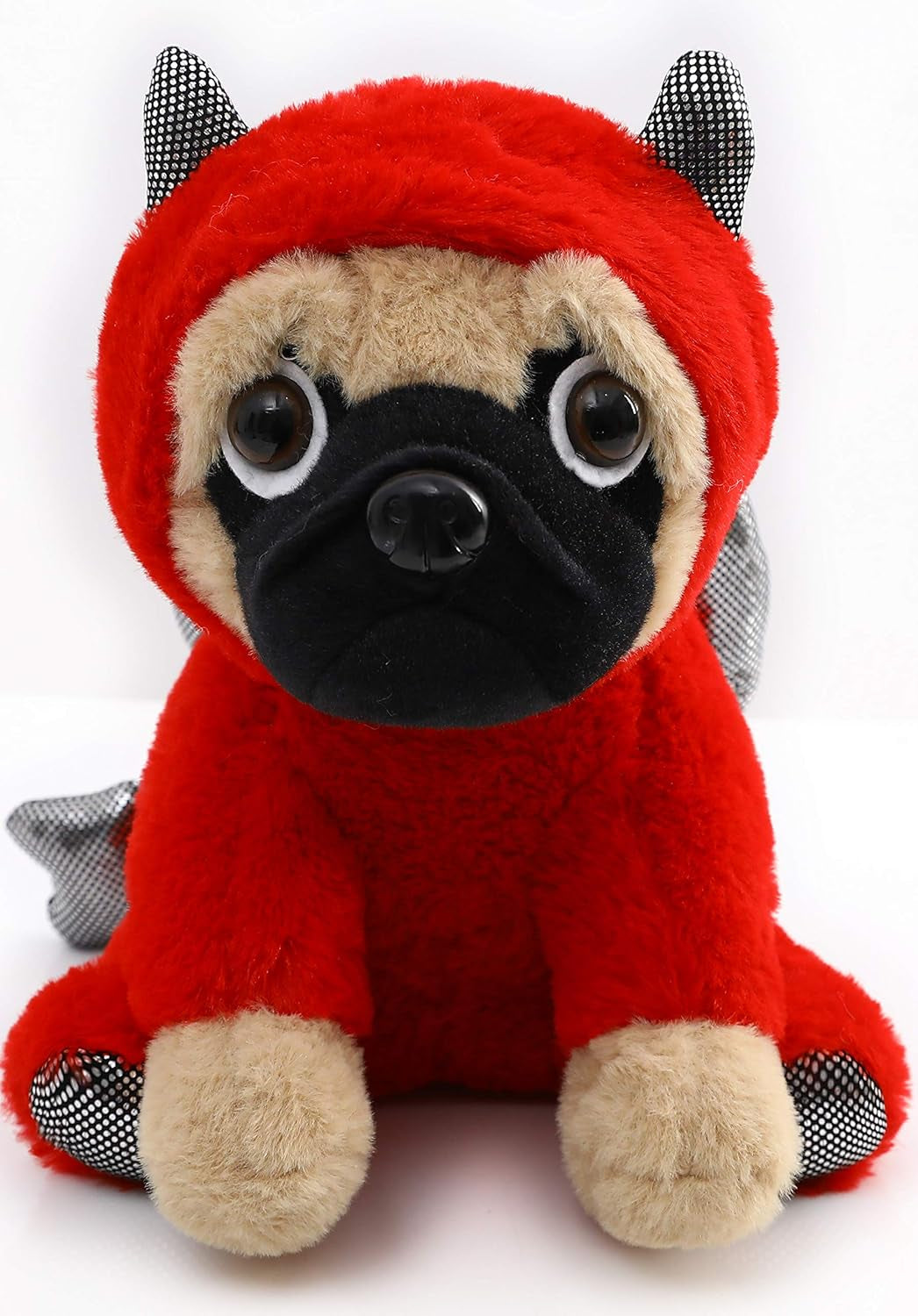 Pug Devil Stuffed Animal Pug Dog Wearing Devil Costume Plushies Pug Dressed as Demon Funny Plush Toys for Kids Stuffed Puppy Animals for Kids and Lover 12 Inch