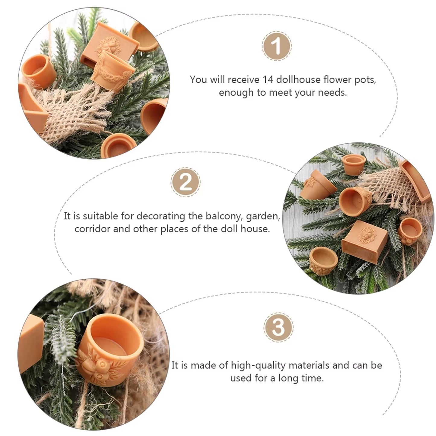 7 Pcs/Set Collectibles Mini Miniature Bonsai Flower Pot for 1/12 Doll House Fairy Garden Decor Accessories